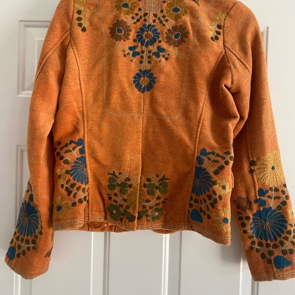 70s Peacoat Blazer. Customized, Silk-Lined. Floral Embroidery - Picture 3 of 3